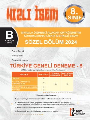 8.Sınıf Türkiye Geneli Deneme -5 - B Kitapçığı