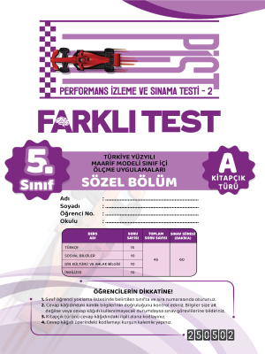 5.Sınıf Türkiye Geneli Performans İzleme ve Sınama Testi - 2 - A kitapçığı