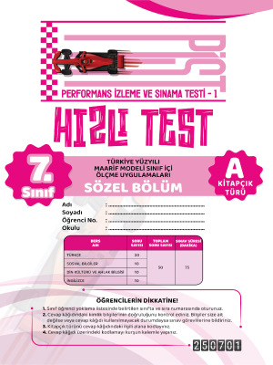 7.Sınıf Türkiye Geneli Performans İzleme ve Sınama Testi - 1 - A kitapçığı