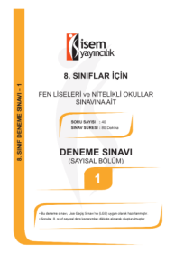 8. Sınıf SAYISAL Deneme Sınavı - 1