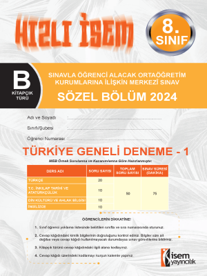 8.Sınıf Türkiye Geneli Deneme -1 - B Kitapçığı