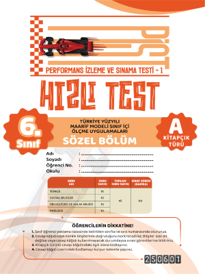 6.Sınıf Türkiye Geneli Performans İzleme ve Sınama Testi - 1 - A kitapçığı