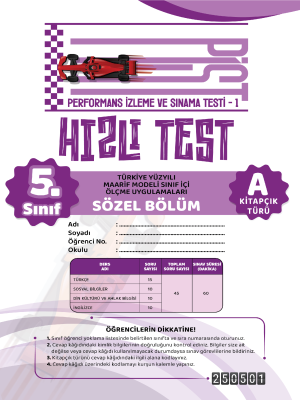 5.Sınıf Türkiye Geneli Performans İzleme ve Sınama Testi - 1 - A kitapçığı