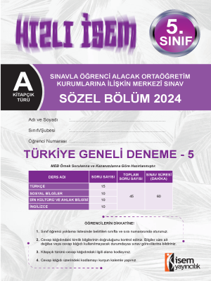 5.Sınıf Türkiye Geneli Deneme -5 - A Kitapçığı