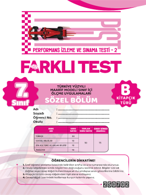 7.Sınıf Türkiye Geneli Performans İzleme ve Sınama Testi - 2 - B kitapçığı